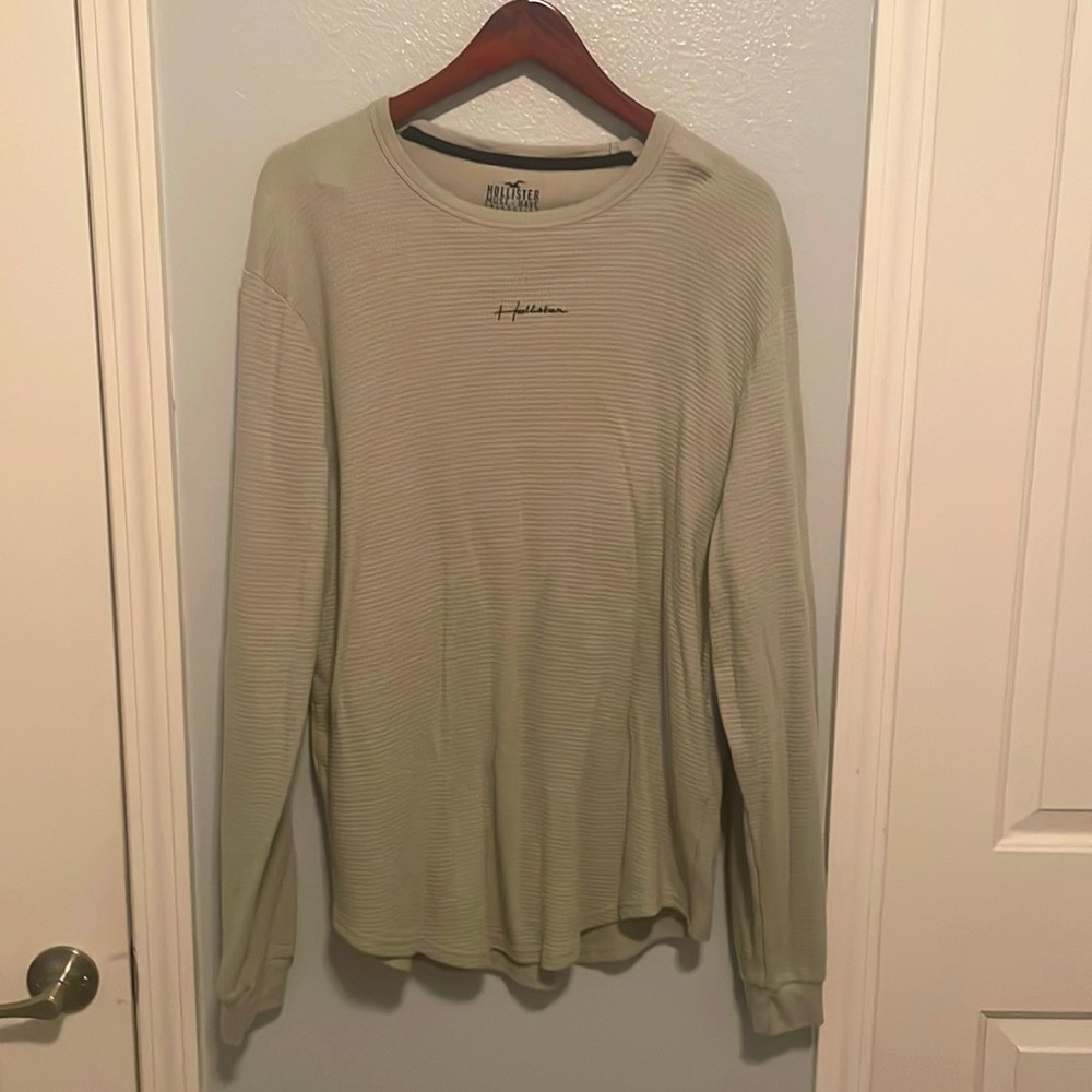 Long-sleeve waffle crewneck Logo T-shirt